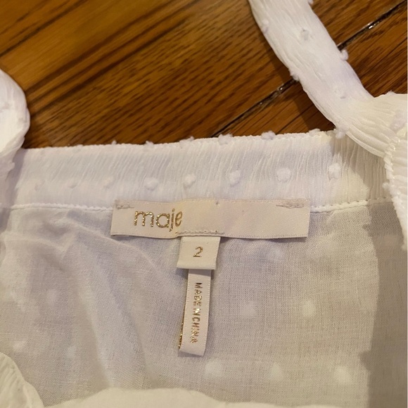 Maje White Ruffle Dress Size 2/Medium - Picture 2 of 9